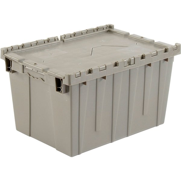 Global Industrial Distribution Container With Hinged Lid, 21-7/8x15-1/4x12-7/8, Gray 257809